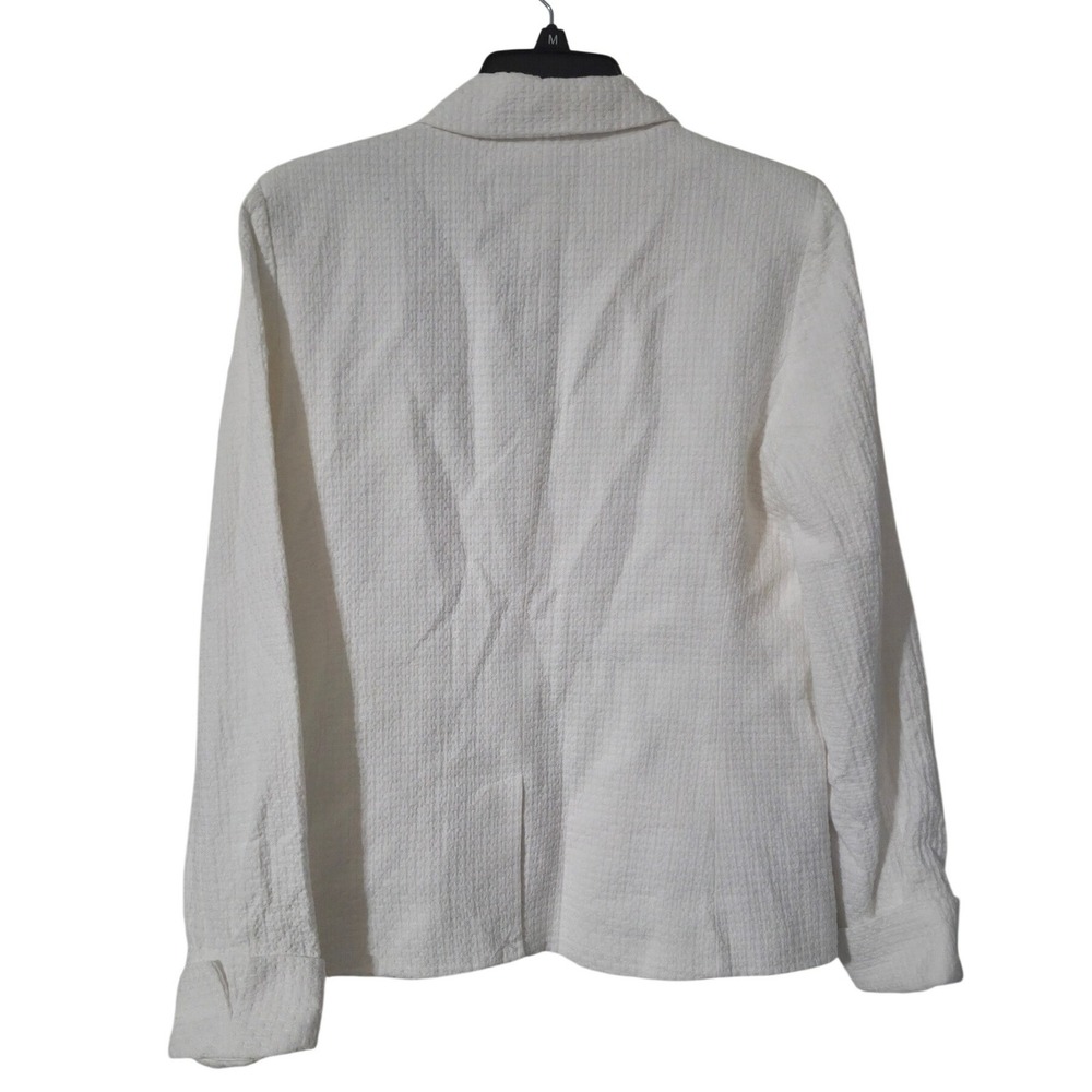 Draper James RSVP Textured Cotton Blazer White M Single Button Jacket - Picture 4 of 5